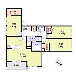 ハイテラス千里 3LDKの間取図画像