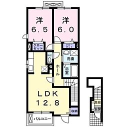 ケーマ・ハーモニー1番館 2LDKの間取図画像