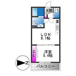 ロイヤルハイツ俊徳道 1LDKの間取図画像