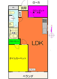 Sマンション上野 2LDKの間取図画像