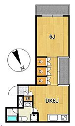 ルミエール都立大 1DKの間取図画像
