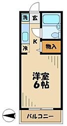 多摩ペガサスビル 5階1Kの間取り