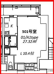 Avenueみなみ浦和 1Kの間取図画像