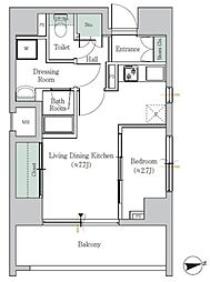 ワンルーフフラット戸越 10階1DKの間取り
