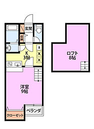 コテージ・オオクラ 1Kの間取図画像