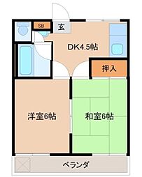 第二キクヤビル 2DKの間取図画像