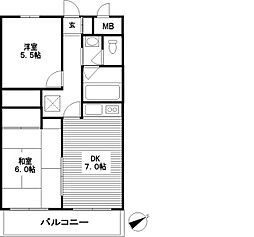 メゾンドオーク 4階2DKの間取り