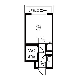 シティパレス京都東山 1階1Kの間取り