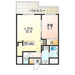 京阪本線 野江駅 徒歩8分の賃貸マンション 1階1LDKの間取り