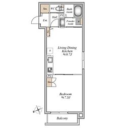 ザ・フォレスト立川 1階1LDKの間取り
