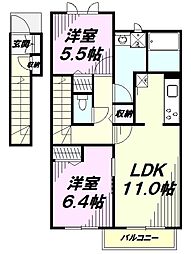 サニーコートA 2LDKの間取図画像