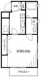サンフォレスト 3階1Kの間取り