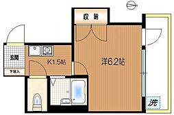 ヴィラクレッセント 1Kの間取図画像