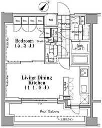 ワンルーフフラット月島 7階1LDKの間取り