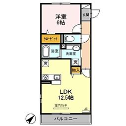 メテオール 1LDKの間取図画像