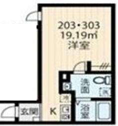 ＨＡＳＡＩ ＢＵＩＬＤＩＮＧ 北千住 3階ワンルームの間取り