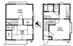井上テラスハウスC 2LDKの間取り