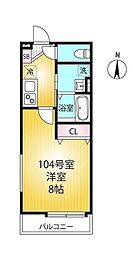 シュエット希望ヶ丘 1Kの間取図画像