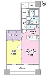 UR都市機構アーバンライフ月島駅前イースト 1LDKの間取図画像