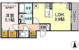 D Paina 矢向 1LDKの間取図画像