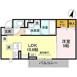CLASSEUM 幸西　III 1階1LDKの間取り