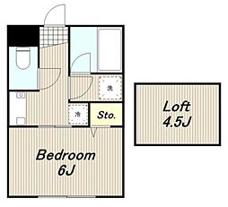 メゾンドラック 2階1Kの間取り