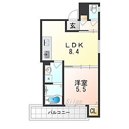 JR片町線(学研都市線) 長尾駅 徒歩10分の賃貸アパート 2階1LDKの間取り