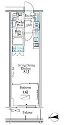 パークアクシス新宿百人町 6階1LDKの間取り