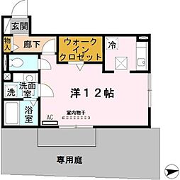 ネオハウス　パティオ 1階ワンルームの間取り