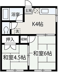 ミドリハイツ 1階2Kの間取り
