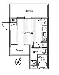 アスティーレ三軒茶屋IV 4階ワンルームの間取り
