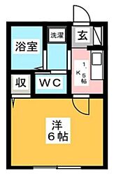テラッツァ竹ノ塚 2階1Kの間取り