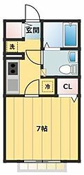 レトアV-29 1Kの間取図画像