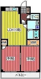 セントポール川口 2DKの間取図画像