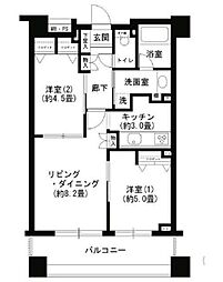 クリオ文京小石川 2LDKの間取図画像