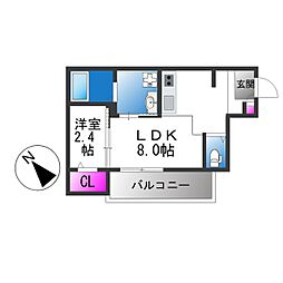 堺市堺区西湊町1丁マンション 1DKの間取図画像