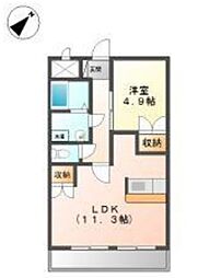 エスポワール 2階1LDKの間取り