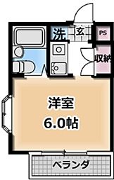 西武新宿線 中井駅 徒歩3分の賃貸マンション 1階ワンルームの間取り