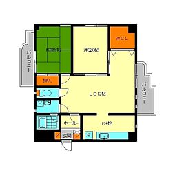 サンシティ南ケ丘21 2LDKの間取図画像