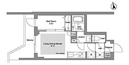 コンフォリア・リヴ文京千駄木 1LDKの間取図画像