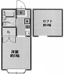 ヒルトップ若宮 1階ワンルームの間取り