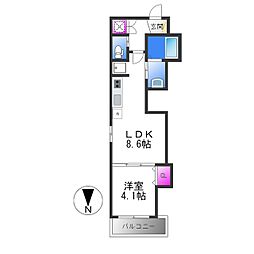 リスブラン中野 1LDKの間取図画像
