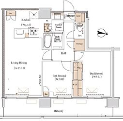 ブランシエスタ木場 2LDKの間取図画像