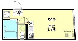 バイラタカサゴ 2階ワンルームの間取り