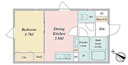 LiveFlat森下 1DKの間取図画像
