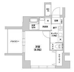 スカイレジデンス中落合 3階1Kの間取り