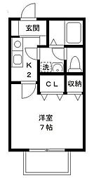 セトル幕張 2階1Kの間取り