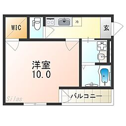 フジパレス若江岩田ノース 1Kの間取図画像