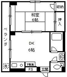 ミルプランタン 2階1DKの間取り