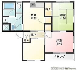 アドリーム 1階3DKの間取り